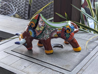Talavera Bull Planter  | Handmade Mexican Pottery | Ceramic Flower Pot as Garden Gift
