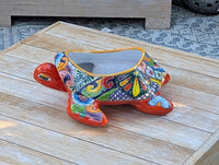Talavera Turtle Planter | Handmade Mexican Pottery  | Ceramic Flower Pot Garden Gift