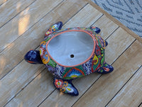 Talavera Turtle Planter | Handmade Mexican Pottery Flower Pot | Garden Decoration