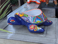 Talavera Turtle Planter | Handmade Mexican Pottery Flower Pot | Garden Decoration