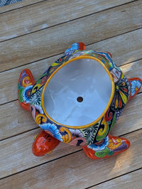 Talavera Turtle Planter | Handmade Mexican Pottery  | Ceramic Flower Pot Garden Gift