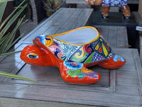 Talavera Turtle Planter | Handmade Mexican Pottery  | Ceramic Flower Pot Garden Gift