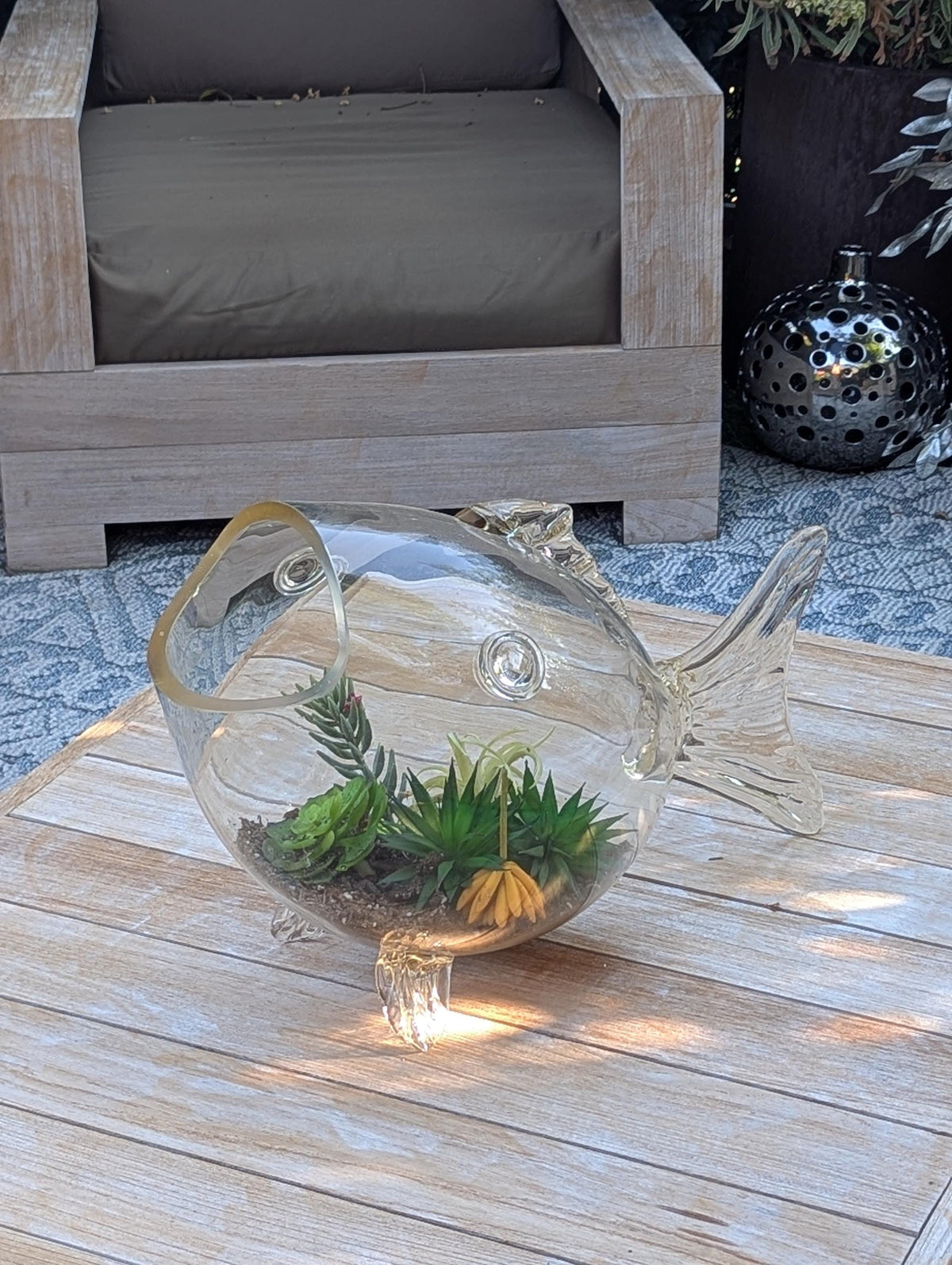 Hand Blown Glass Fish Terrarium Vase | Glass Planter for Succulents and Air Plants