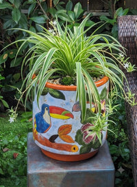 Toucan Planter | 14" Ceramic Talavera Flower Pot | Handmade Mexican Pottery