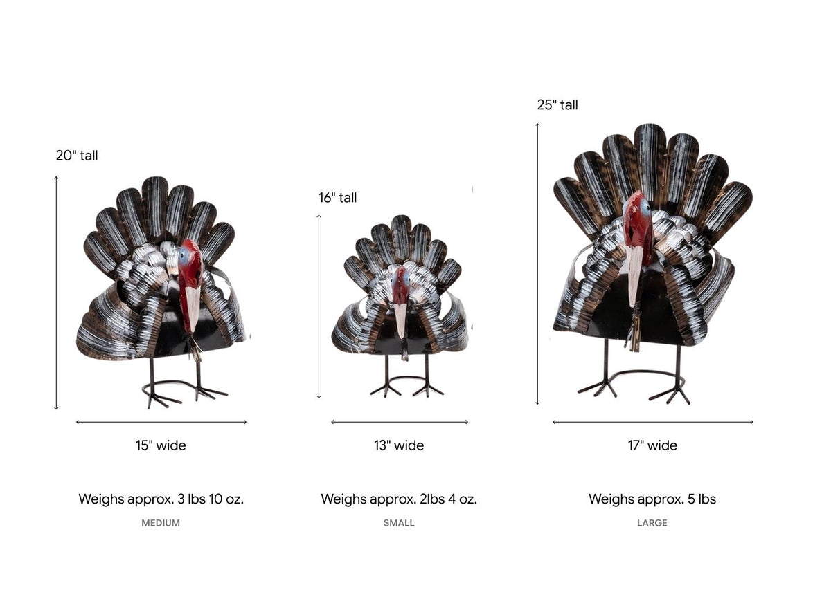 Thanksgiving Turkey Decorations | Outdoor Garden Art  |  Metal Decor in 3 Sizes