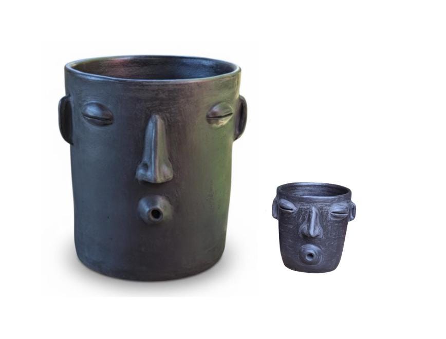 Whistler Planter Bundles  | Black Flower Pot  | Handmade Mexican Clay Pottery | Lawn Ornament