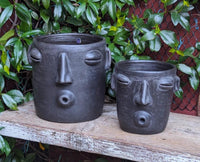 Whistler Planter Bundles  | Black Flower Pot  | Handmade Mexican Clay Pottery | Lawn Ornament
