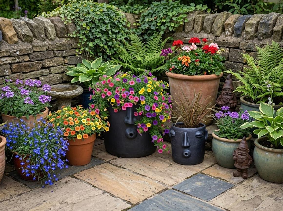 Whistler Planter Bundles  | Black Flower Pot  | Handmade Mexican Clay Pottery | Lawn Ornament