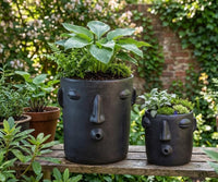 Whistler Planter Bundles  | Black Flower Pot  | Handmade Mexican Clay Pottery | Lawn Ornament