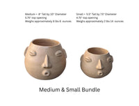 Whistling Round Face Planter Bundles | Handmade Artisan Pottery of Atzompa, Mexico  | Beige Flower Pots