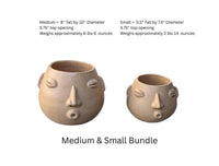 Whistling Round Face Planter Bundles | Handmade Artisan Pottery of Atzompa, Mexico  | Beige Flower Pots