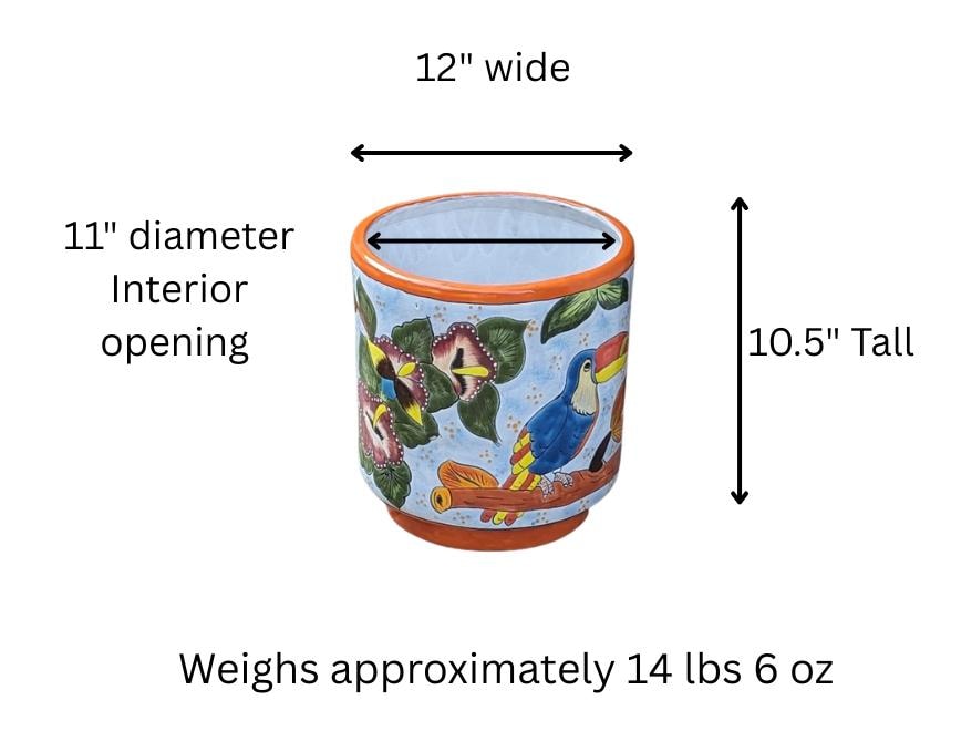 Toucan Planter | 14" Ceramic Talavera Flower Pot | Handmade Mexican Pottery