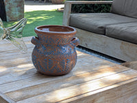 Turquoise Sunburst Planter | 10.5" Mexican Handmade Hand Painted Plant Pot