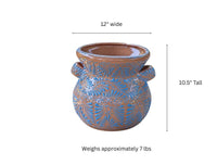Turquoise Sunburst Planter | 10.5" Mexican Handmade Hand Painted Plant Pot