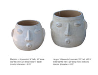 White Round Whistler Ceramic Face Planter | Handmade Mexican Clay Pottery