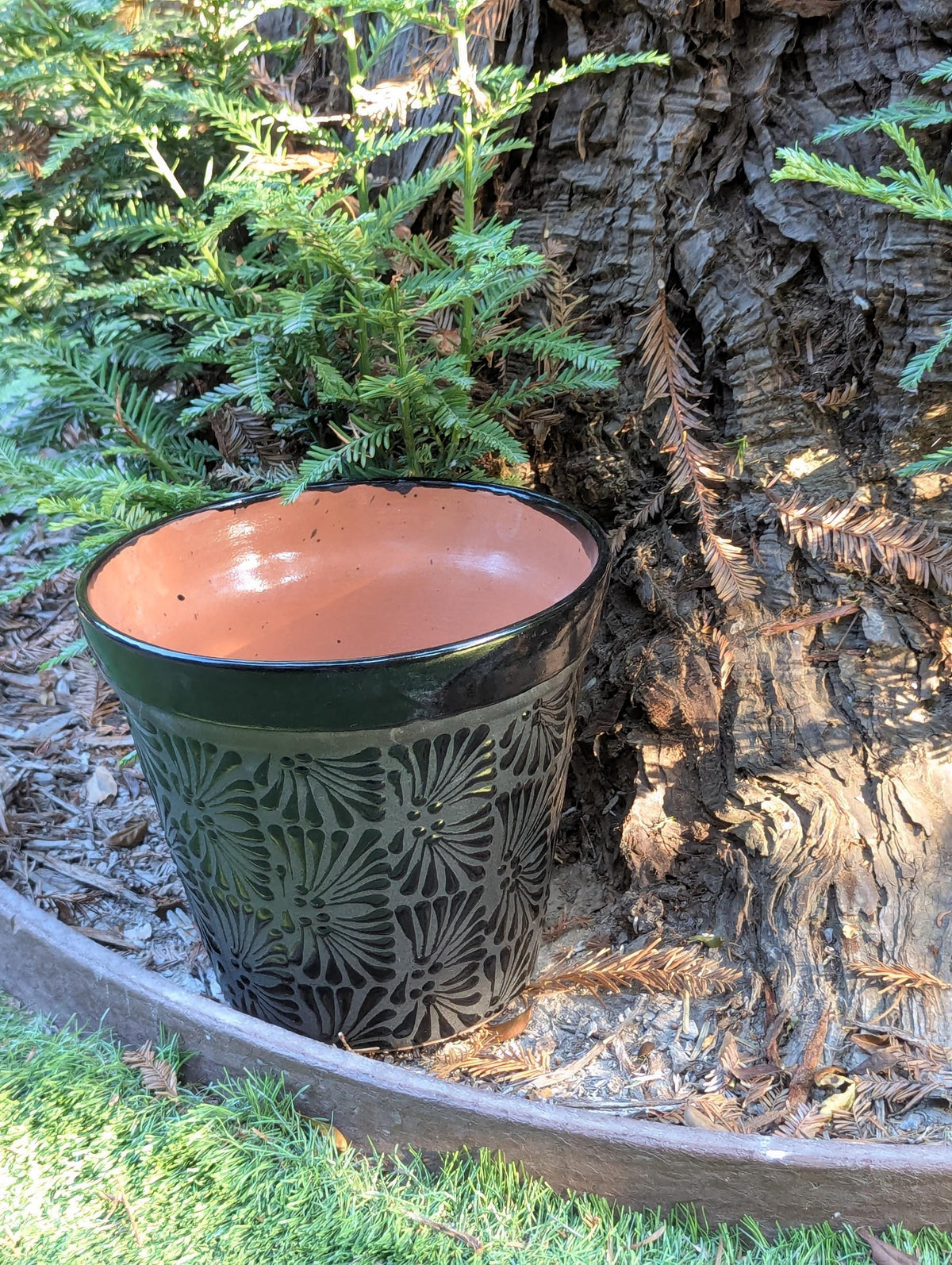 Hand Etched Floral Planter | Mexican Terracotta Flower Pot | Boho Garden Decor