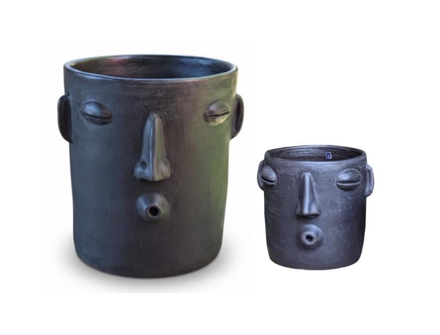 Whistler Planter Bundles  | Black Flower Pot  | Handmade Mexican Clay Pottery | Lawn Ornament
