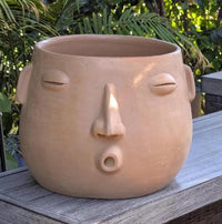 Whistling Round Face Planter Bundles | Handmade Artisan Pottery of Atzompa, Mexico  | Beige Flower Pots