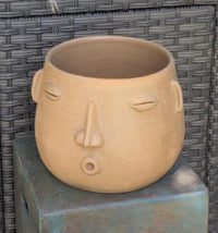 Whistling Round Face Planter Bundles | Handmade Artisan Pottery of Atzompa, Mexico  | Beige Flower Pots