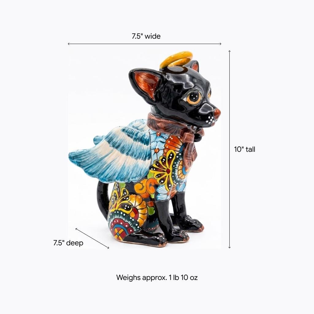 Talavera Chihuahua Figurine, Handmade Ceramic Pottery Home Decor is Mexican Folk Art