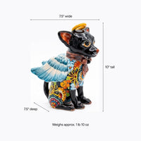 Talavera Chihuahua Figurine, Handmade Ceramic Pottery Home Decor is Mexican Folk Art