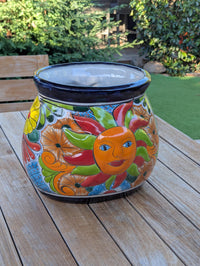Talavera Sun Planter | Mexican Flower Pot | Handmade Ceramic Decor | Outdoor Yard Art