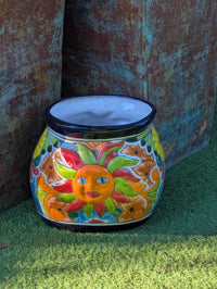 Talavera Sun Planter | Mexican Flower Pot | Handmade Ceramic Decor | Outdoor Yard Art
