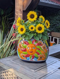 Talavera Sun Planter | Mexican Flower Pot | Handmade Ceramic Decor | Outdoor Yard Art