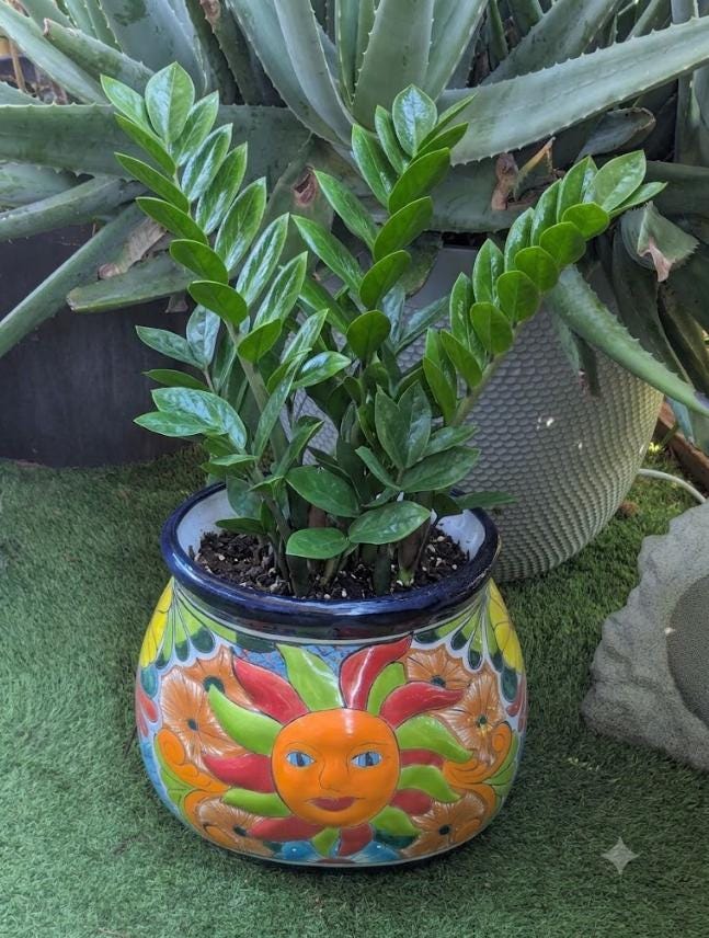 Talavera Sun Planter | Mexican Flower Pot | Handmade Ceramic Decor | Outdoor Yard Art
