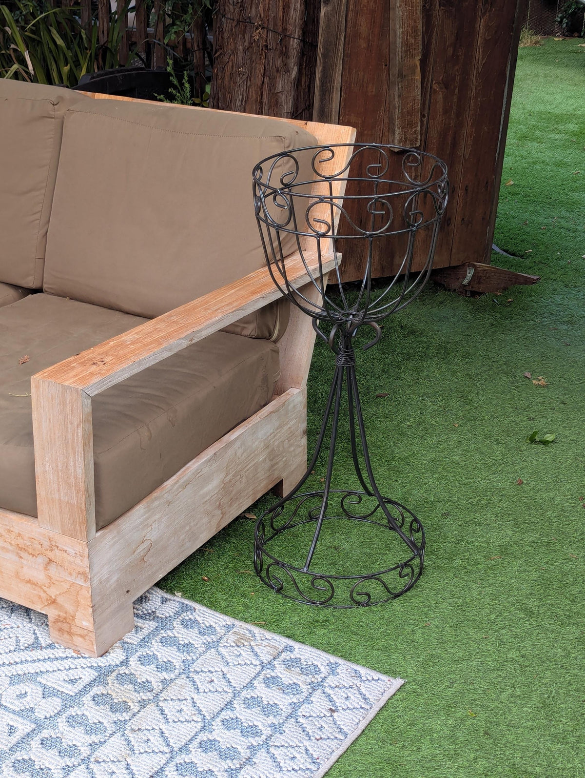 Wrought-Iron Flower Pot Stand  | Handmade Mexican Garden Decor & Yard Art