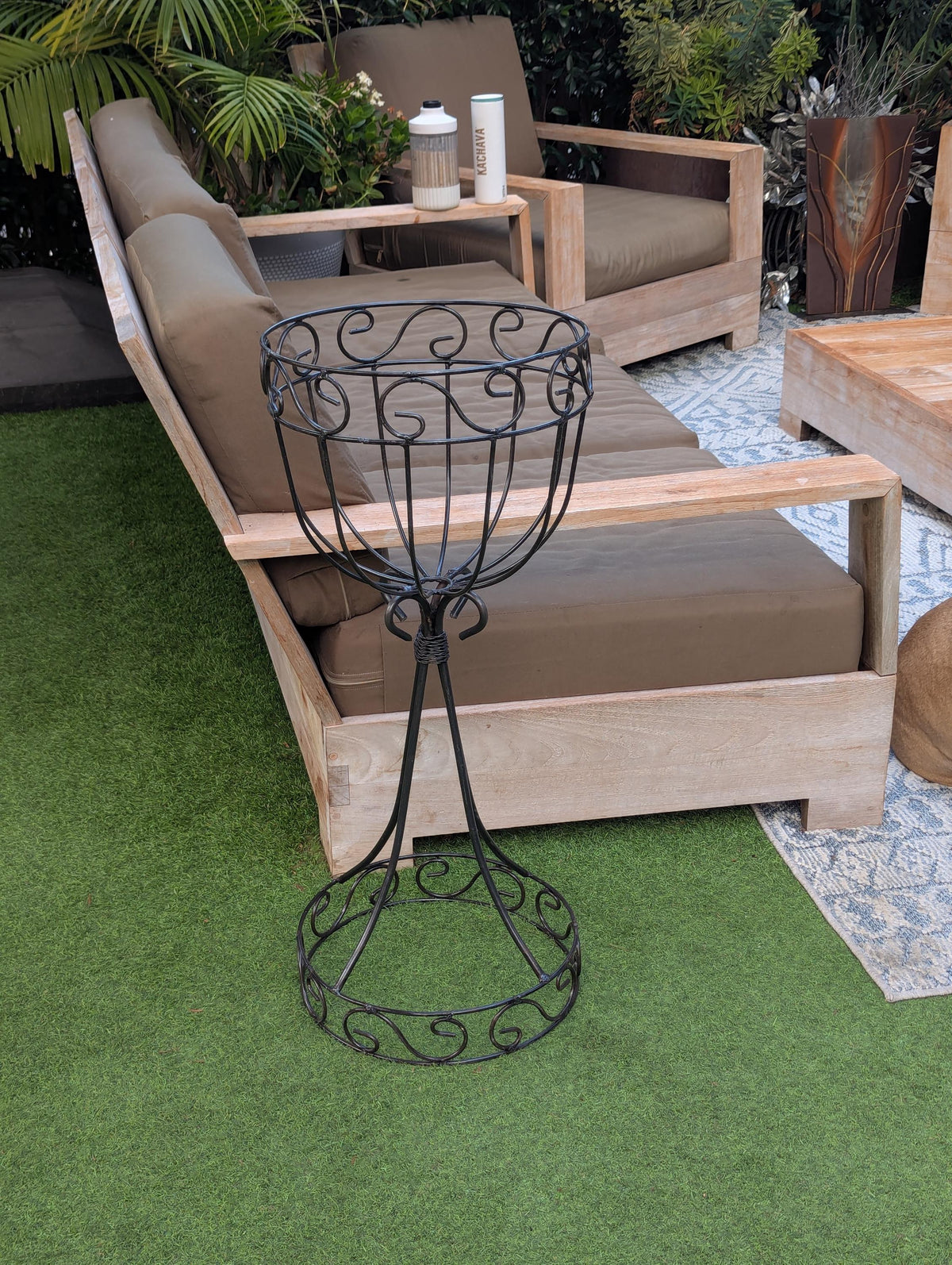 Wrought-Iron Flower Pot Stand  | Handmade Mexican Garden Decor & Yard Art