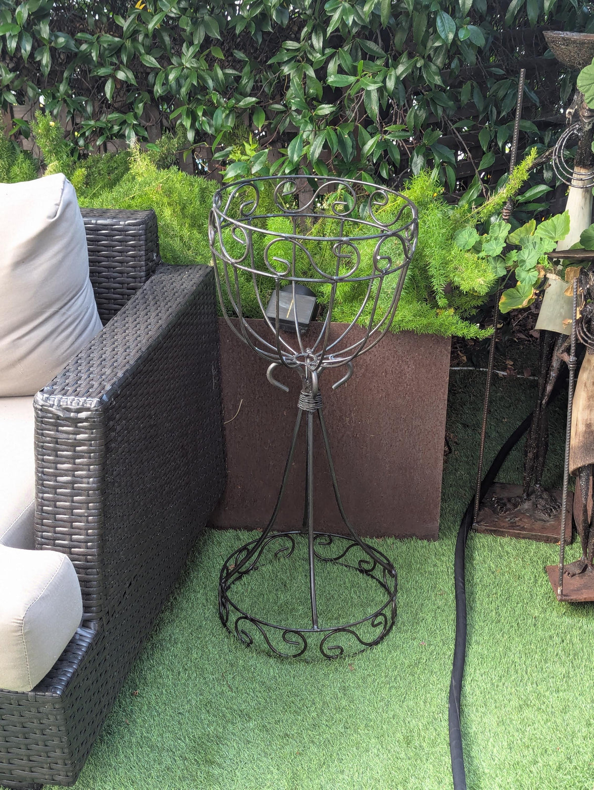 Wrought-Iron Flower Pot Stand  | Handmade Mexican Garden Decor & Yard Art