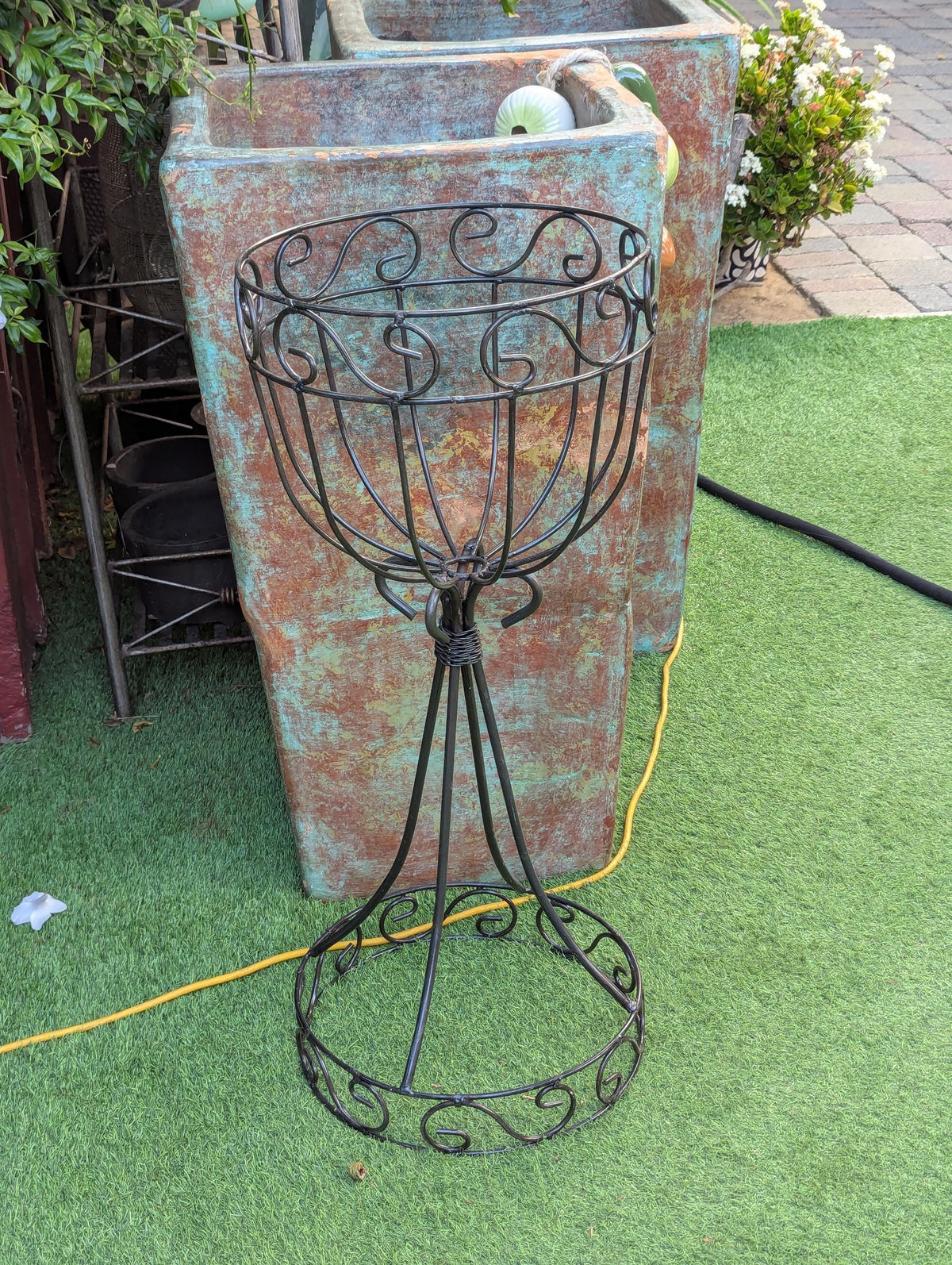 Wrought-Iron Flower Pot Stand  | Handmade Mexican Garden Decor & Yard Art