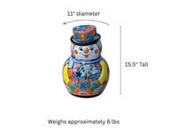Handmade Talavera Snowman Figurine | Hand Painted Ceramic Mexican Pottery | Holiday Centerpiece Decor