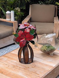 Handcrafted Metal Poinsettia Centerpiece | Festive Rustic Christmas Home Decor