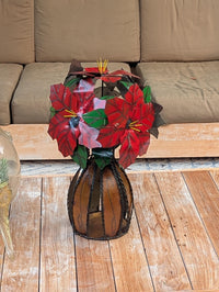 Handcrafted Metal Poinsettia Centerpiece | Festive Rustic Christmas Home Decor