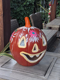 Halloween Pumpkin Decor | Hand Painted Jack-o-Lantern | Mexican Pottery Candle Holder