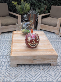 Halloween Pumpkin Decor | Hand Painted Jack-o-Lantern | Mexican Pottery Candle Holder