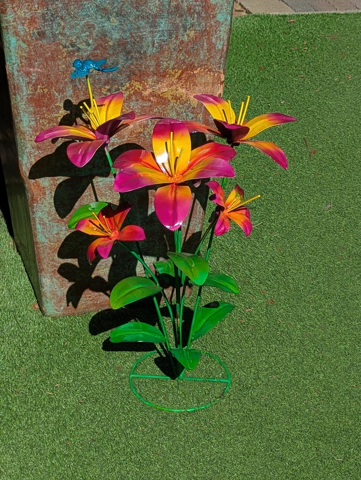 Handcrafted Metal Flower Sculpture | Outdoor Lily Garden Decor |  Lawn Ornament Gift for Her