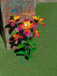 Handcrafted Metal Flower Sculpture | Outdoor Lily Garden Decor |  Lawn Ornament Gift for Her