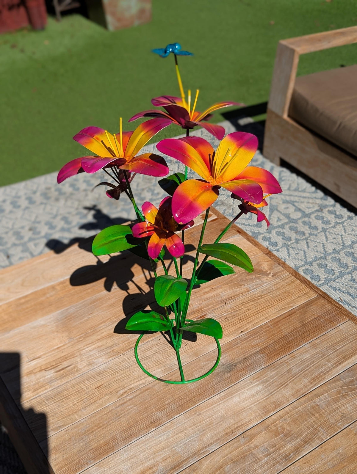 Handcrafted Metal Flower Sculpture | Outdoor Lily Garden Decor |  Lawn Ornament Gift for Her