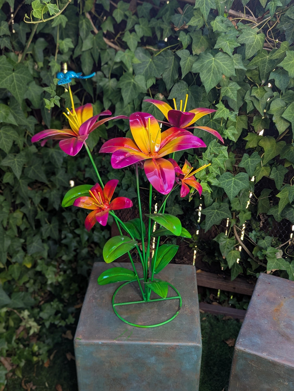 Handcrafted Metal Flower Sculpture | Outdoor Lily Garden Decor |  Lawn Ornament Gift for Her