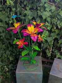 Handcrafted Metal Flower Sculpture | Outdoor Lily Garden Decor |  Lawn Ornament Gift for Her