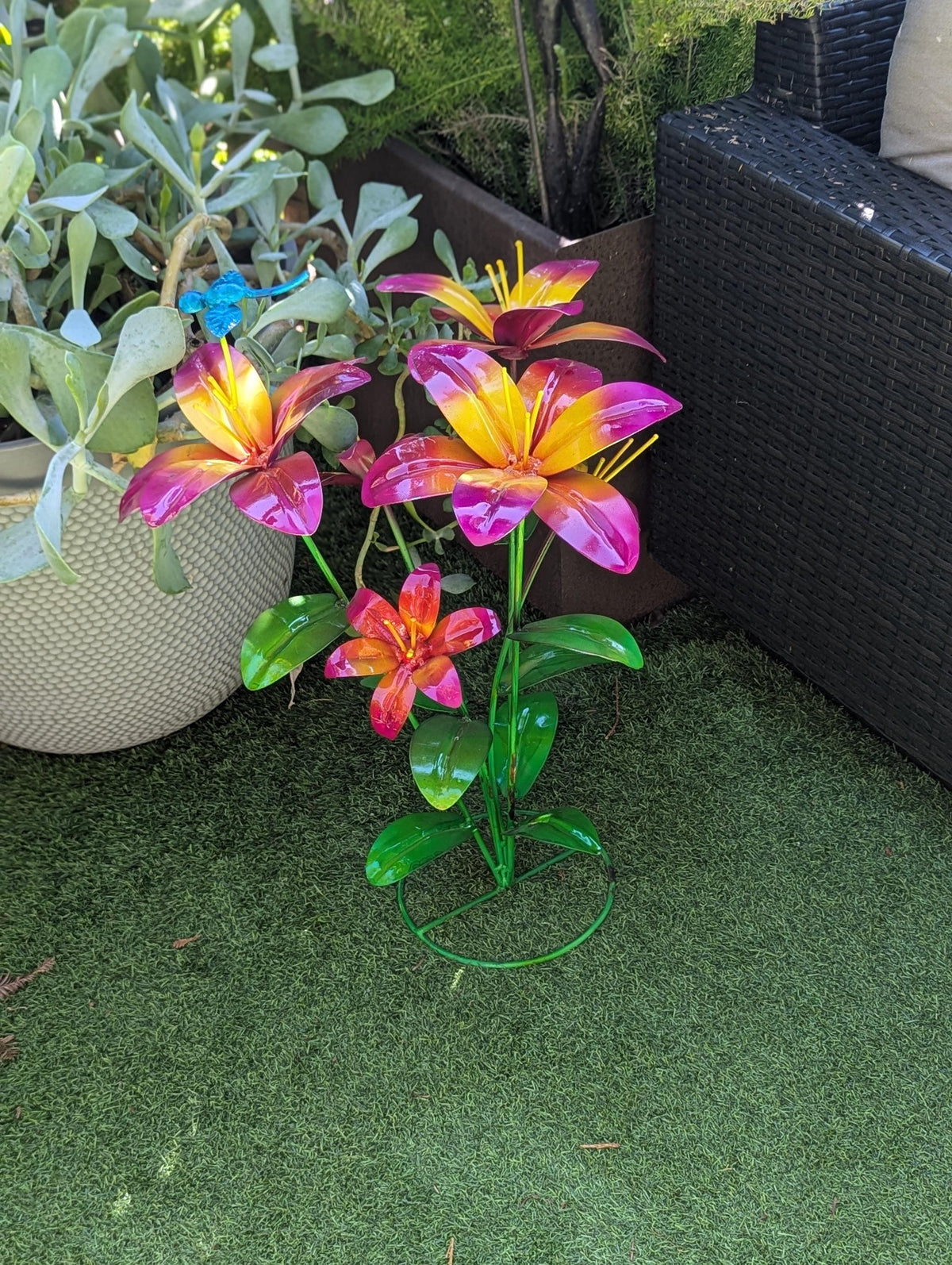 Handcrafted Metal Flower Sculpture | Outdoor Lily Garden Decor |  Lawn Ornament Gift for Her