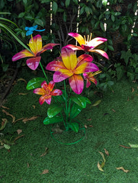 Handcrafted Metal Flower Sculpture | Outdoor Lily Garden Decor |  Lawn Ornament Gift for Her