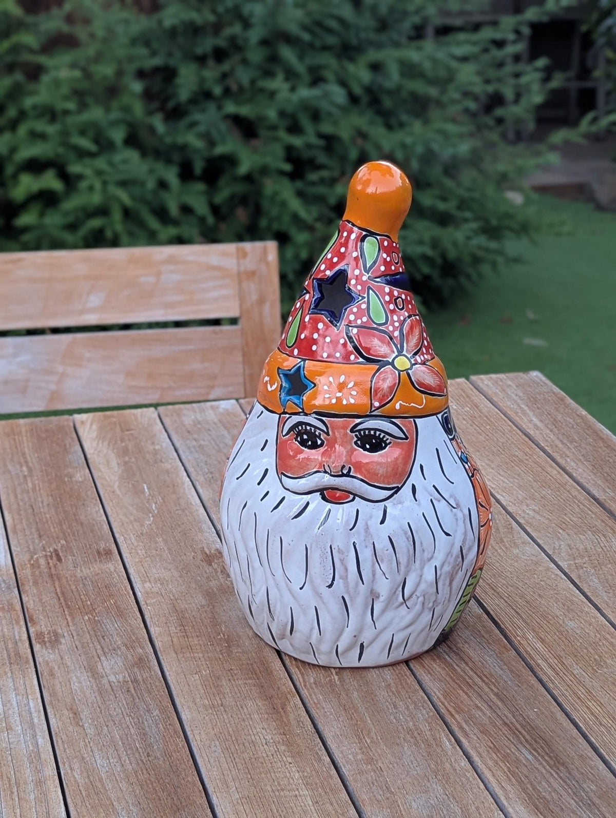 Talavera Santa Claus | Ceramic Holiday Figurine | Christmas Tea Light Holder & Decor