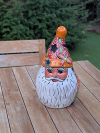 Talavera Santa Claus | Ceramic Holiday Figurine | Christmas Tea Light Holder & Decor