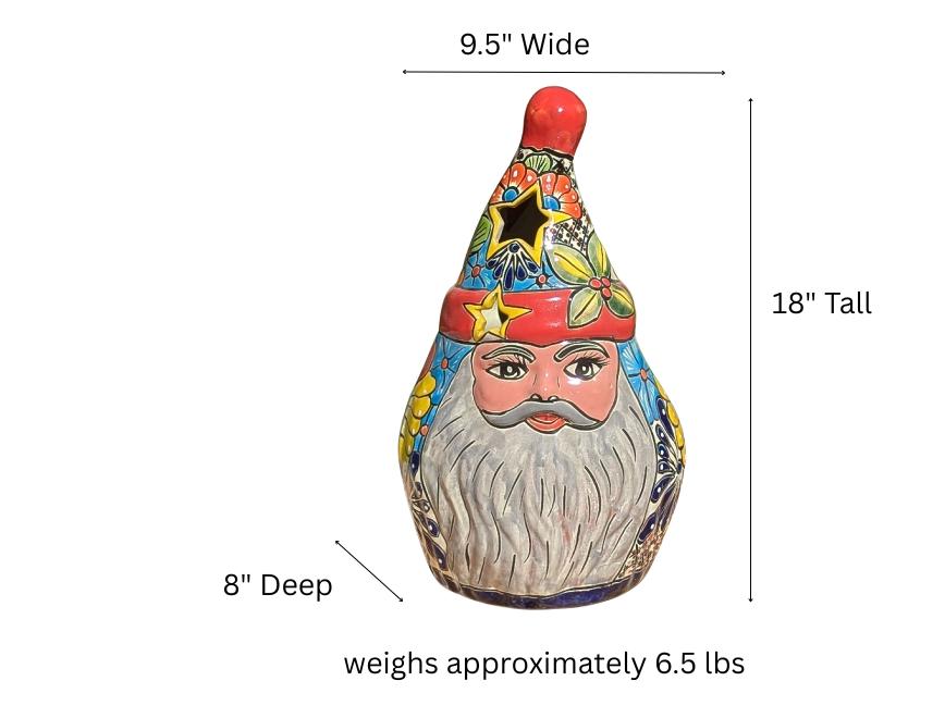 Talavera Kris Kringle | Ceramic Santa Claus | Mexican Pottery Holiday Lantern & Figurine