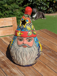 Talavera Kris Kringle | Ceramic Santa Claus | Mexican Pottery Holiday Lantern & Figurine