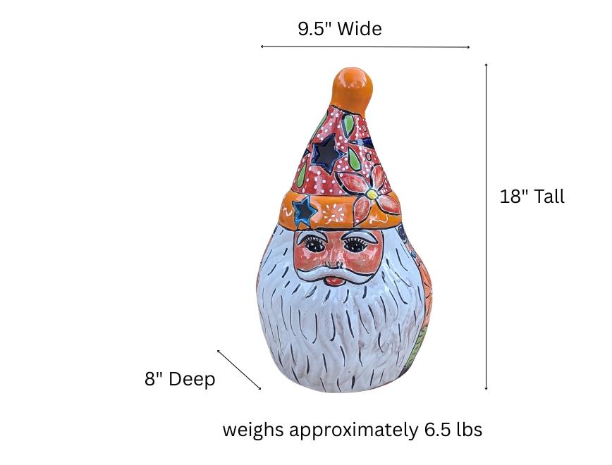 Talavera Santa Claus | Ceramic Holiday Figurine | Christmas Tea Light Holder & Decor